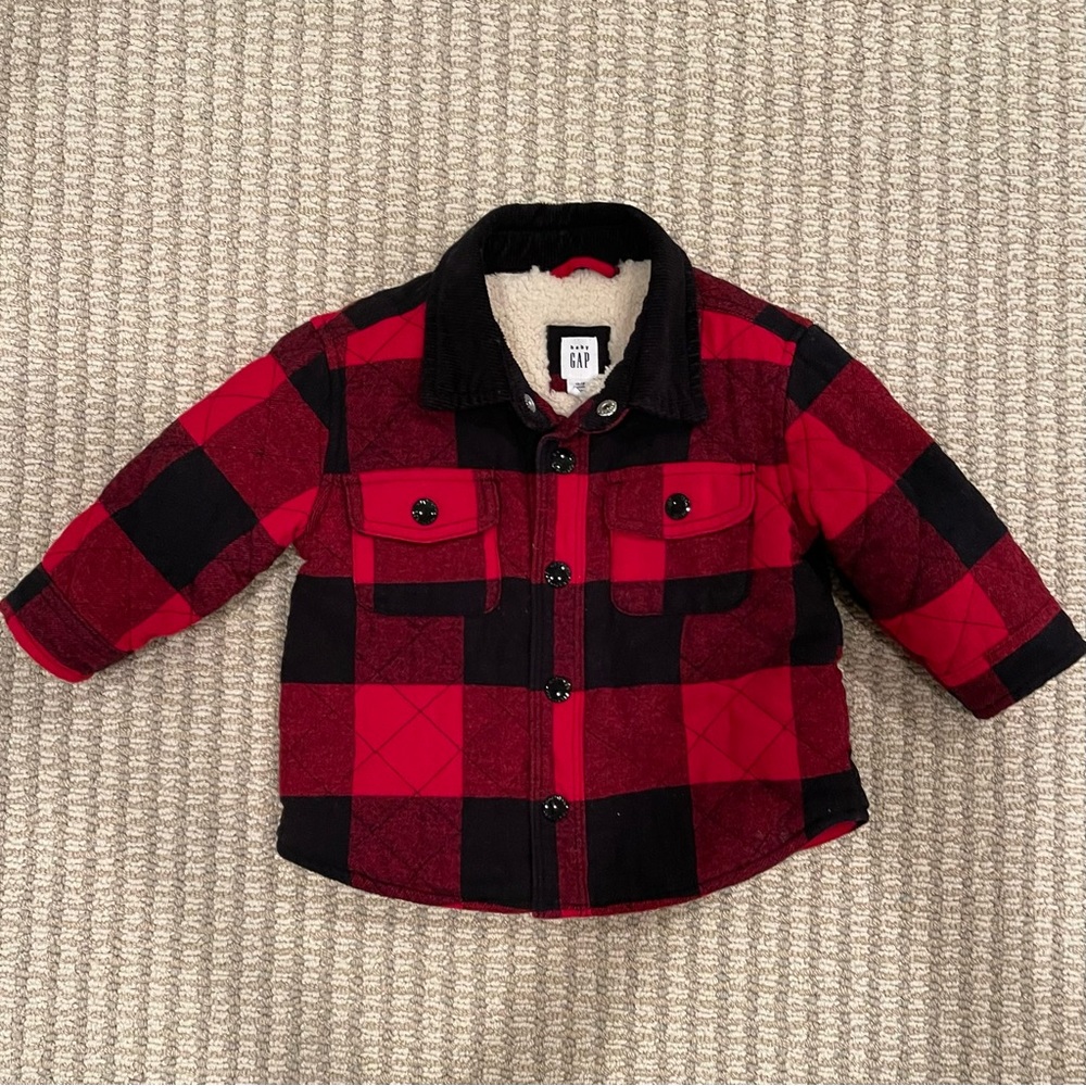 Gap Baby Boy Buffalo Check Sherpa Lined Jacket